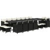 19dílný zahradní jídelní set s poduškami polyratan [3095643] (Barva Černá)