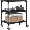 Kuchyňský vozík 60 x 41 x 76 cm kompozitní dřevo [842301] (Barva Černá)