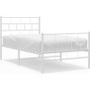 Kovový rám postele s hlavovým a nožním čelem 90 x 200 cm [355719] (Barva Bílá)