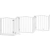 Zábrana pro psy s dvířky skládací 6 panelů 300 cm topol [352213] (Barva Bílá)