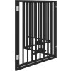 Psí branka s dvířky, skládací, 4 panely, , 320 cm, topolové dřevo [352195] (Barva Černá)