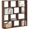 Nástěnná police 12 přihrádek kompozitní dřevo [860008] (Barva Kouřový dub)