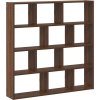 Nástěnná police 12 přihrádek kompozitní dřevo [860008] (Barva Kouřový dub)
