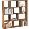 Nástěnná police 12 přihrádek kompozitní dřevo [860008] (Barva Kouřový dub)