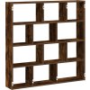 Nástěnná police 12 přihrádek kompozitní dřevo [860008] (Barva Kouřový dub)
