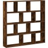 Nástěnná police 12 přihrádek kompozitní dřevo [860008] (Barva Kouřový dub)