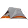 Kempingový stan kabinový pro 4 osoby nepromokavý [94715] (Barva Šedá a oranžová)