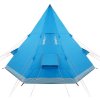Kempingový stan týpí pro 4 osoby nepromokavý [94381] (Barva Modrá)
