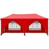 Skládací party stan s bočními stěnami 3 x 6 m [93548] (Barva Červená)