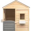 Domeček s uzamykatelnými dveřmi a květináči masivní jedle [93687] (Barva Šedá)