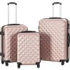 Sada skořepinových kufrů na kolečkách 3 ks ABS [91888] (Barva růžová zlatá)
