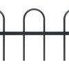 Zahradní plot s obloukem nahoře ocelový 1506 x 60 cm [277646] (Barva Černá)