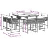 9dílný zahradní jídelní set s poduškami polyratan [3211562] (Barva Šedá)