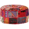 Sedací puf patchwork kulatý bavlna ruční výroba 40x20 cm [246571] (Barva Červená)
