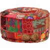 Sedací puf patchwork kulatý bavlna ruční výroba 40x20 cm [246571] (Barva Červená)