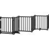 Zábrana pro psy s dvířky skládací 9 panelů 450 cm topol [3155709] (Barva Černá)