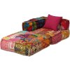 2místný modulární pouf pruhovaný textil [244977] (Barva Patchwork)