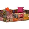 2místný modulární pouf pruhovaný textil [244977] (Barva Patchwork)