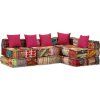 4místný modulární pouf textil [244981] (Barva Patchwork)