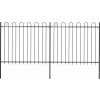 Zahradní plot s obloukem nahoře ocelový 359 x 150 cm [277675] (Barva Černá)