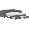 Válenda s přistýlkou a zásuvkami 90 x 200 cm textil [3197689] (Barva Tmavě šedá)