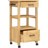 Kuchyňský vozík MONZA 48 x 40 x 88,5 cm masivní borové dřevo [376085] (Barva Hnědá)