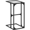 Odkládací stolek s m sklem 40 x 30 x 61,5 cm ocel [846037] (Barva Černá)
