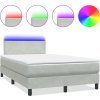 Box spring postel s matrací a LED 120x210 cm samet [3316683] (Barva Světle šedá)