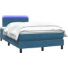 Box spring postel s matrací a LED 120x210 cm samet [3317071] (Barva Tmavě moddrá)