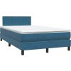 Box spring postel s matrací a LED 120x210 cm samet [3317071] (Barva Tmavě moddrá)