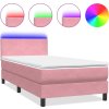 Box spring postel s matrací a LED 90x210 cm samet [3316676] (Barva Růžová)