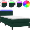 Box spring postel s matrací a LED 90x210 cm samet [3317059] (Barva Tmavě moddrá)