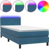 Box spring postel s matrací a LED 90x210 cm samet [3317059] (Barva Tmavě moddrá)