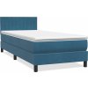 Box spring postel s matrací a LED 90x210 cm samet [3317059] (Barva Tmavě moddrá)