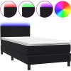 Box spring postel s matrací a LED 90x210 cm samet [3317059] (Barva Tmavě moddrá)