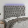 Čelo postele s LED 144x7x118/128 cm samet [3122812] (Barva Tmavě moddrá)