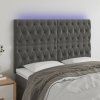 Čelo postele s LED 144x7x118/128 cm samet [3122812] (Barva Tmavě moddrá)