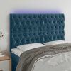 Čelo postele s LED 144x7x118/128 cm samet [3122812] (Barva Tmavě moddrá)