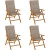 Polohovací zahradní židle s poduškami 4 ks masivní teak [3196464] (Barva Šedá)