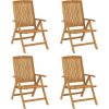 Polohovací zahradní židle s poduškami 4 ks masivní teak [3196464] (Barva Šedá)