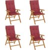 Polohovací zahradní židle s poduškami 4 ks masivní teak [3196464] (Barva Šedá)