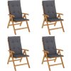 Polohovací zahradní židle s poduškami 4 ks masivní teak [3196464] (Barva Šedá)