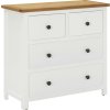 Komoda se zásuvkami 80 x 35 x 75 cm masivní dubové dřevo [289207] (Barva Bílá)