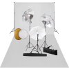 Foto studio set s lampami, deštníky, pozadím a odraznou deskou [3067095] (Barva Černá)