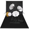 Foto studio set s lampami, deštníky, pozadím a odraznou deskou [3067095] (Barva Černá)