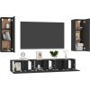 5dílný set TV skříněk kompozitní dřevo [3078748] (Barva Černá)