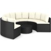 7dílná zahradní sedací souprava s poduškami polyratan [3064892] (Barva Černá)