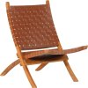 Skládací relaxační židle pravá kůže [356376] (Barva Hnědá)
