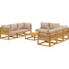 9dílná zahradní sedací souprava s poduškami masivní dřevo [3155287] (Barva polštáře Světle šedá)