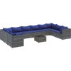 11dílná zahradní sedací souprava s poduškami polyratan [3308295] (Barva Šedá a modrá)